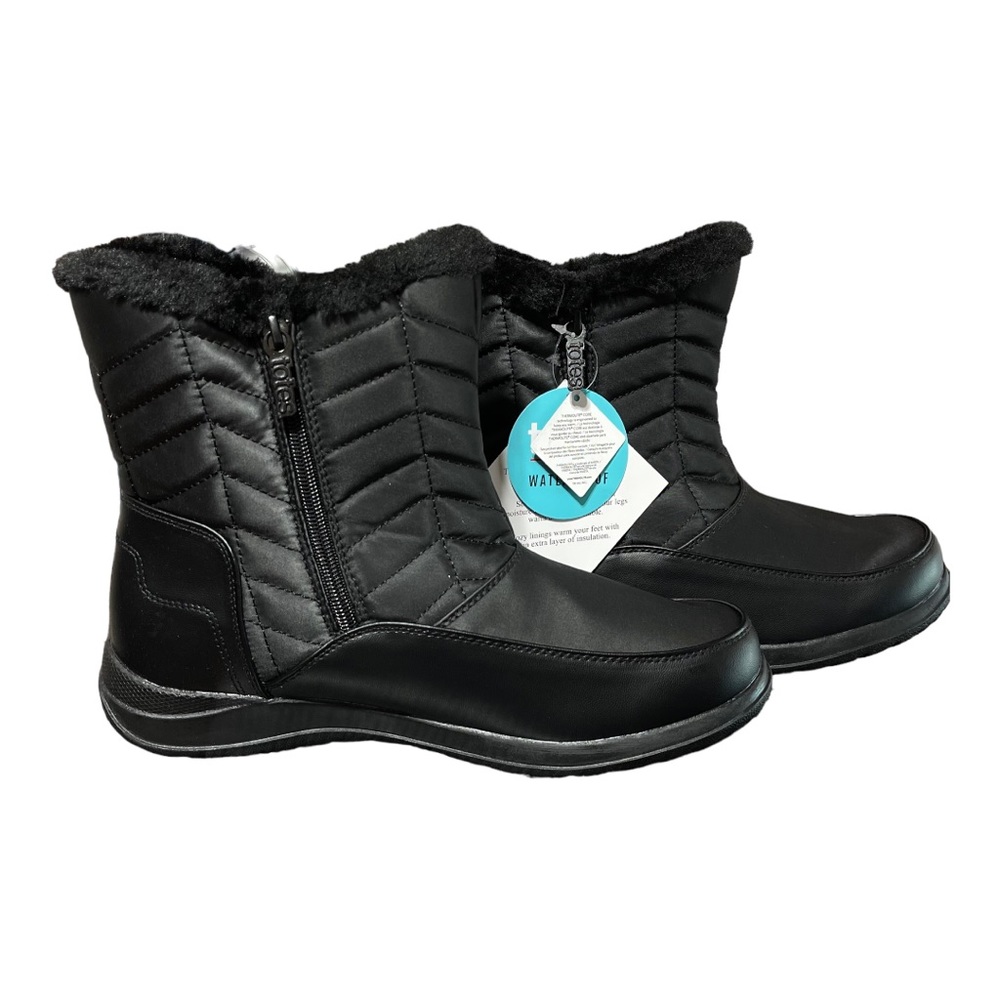 Totes Womens Waterproof Double Zip Winter Snow Boots Jara Black Size 11 …